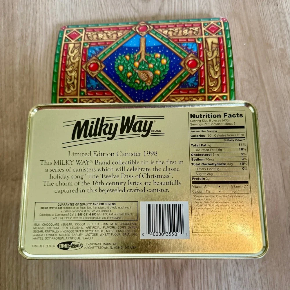 Milky Way 1998 Limited Edition Tin Twelve Days of Christmas Holiday Canister